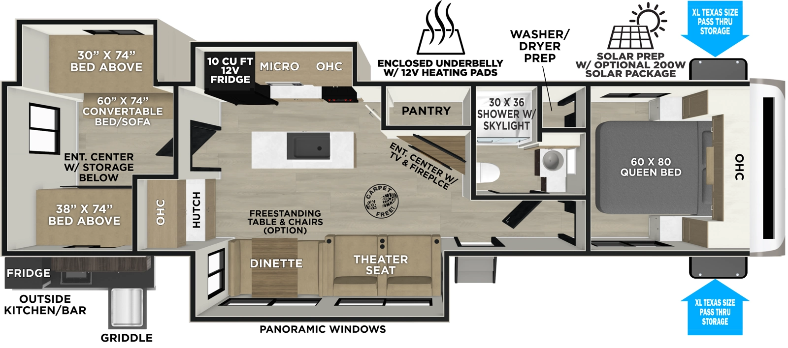 Heritage Glen Travel Trailers 310BHI Floorplan